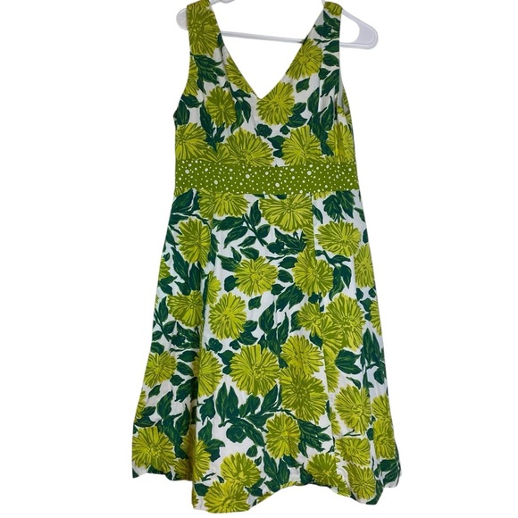 Boden Green & White Floral Sleeveless Midi dress women’s Size 10 - Picture 8 of 16